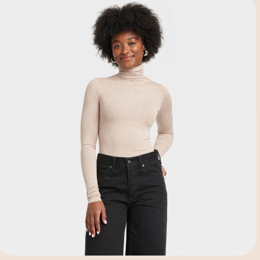 EUC Universal Thread Long Sleeve Featherweight Turtleneck - Heather Taupe